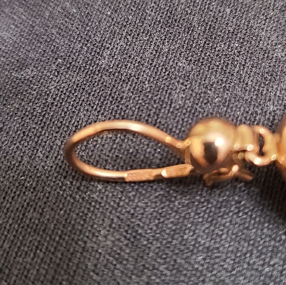 Leaves gold vintage russian earrings - Picture 9 of 16